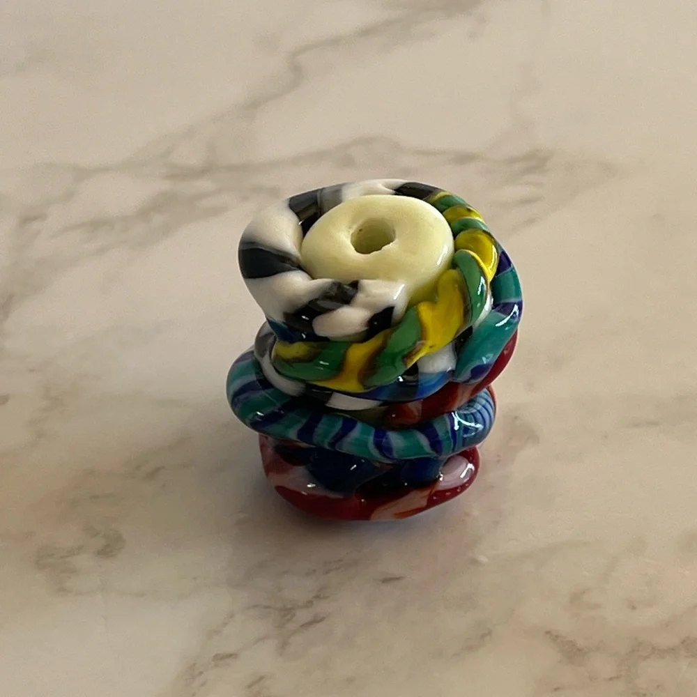 Inspiration Bead, Intention Bead, Handmade Melted Glass Prayer Bead Multicolored - Picture 3 of 8